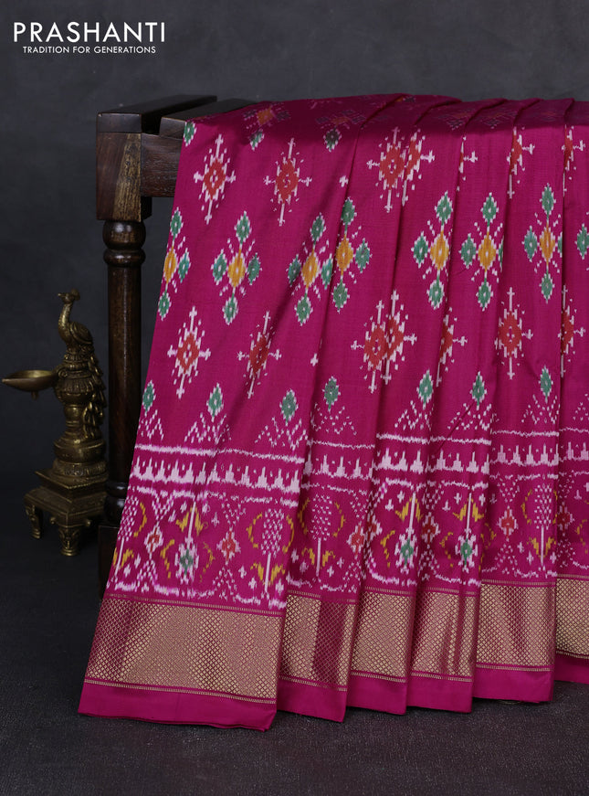 Pochampally silk saree pink with allover ikat weaves and zari woven border