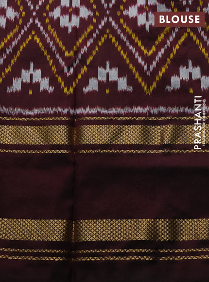 Pochampally silk saree cream and coffee brown with plain body and ikat rettapet zari woven border