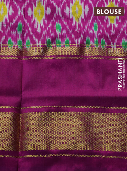 Pochampally silk saree violet and pink with plain body and ikat rettapet zari woven border