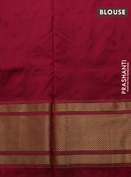 Pochampally silk saree green and red with allover ikat weaves and long zari woven border