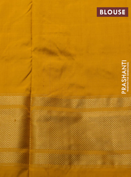 Pochampally silk saree pastel purple and mustard yellow with allover ikat weaves and long zari woven border
