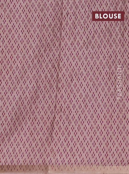 Art tussar saree beige and purple with allover embroidery work and patola printed border