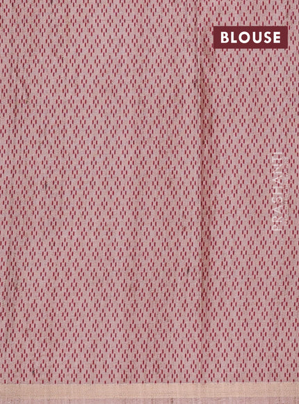 Art tussar saree beige and maroon with allover embroidery work and patola printed border