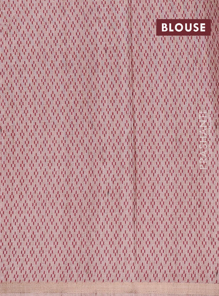 Art tussar saree beige and maroon with allover embroidery work and patola printed border