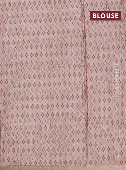 Art tussar saree beige and dark mustard with allover embroidery work and patola printed border