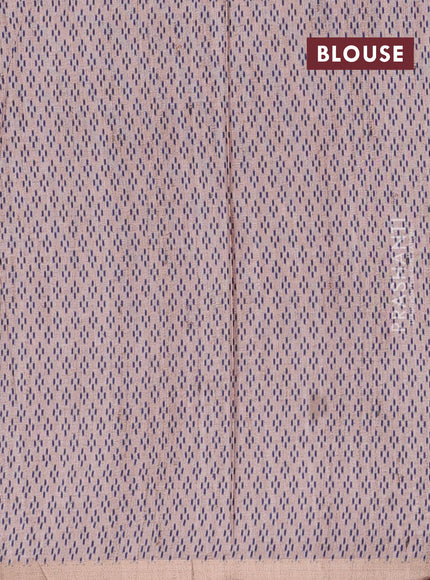 Art tussar saree beige and blue with allover embroidery work and patola printed border