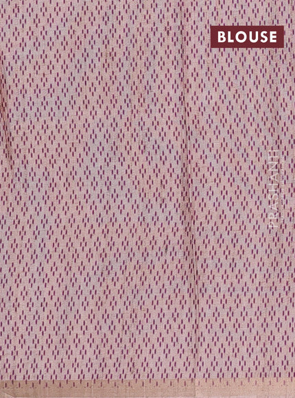 Art tussar saree beige and purple with allover embroidery work and patola printed border