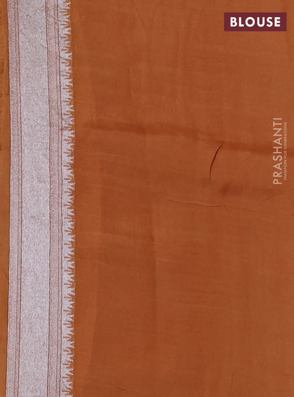 Banarasi raw silk saree dark mustard with allover silver zari weaves & paithani buttas and zari woven border