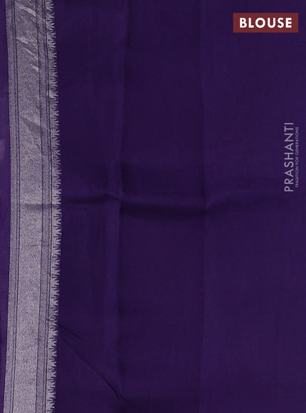 Banarasi raw silk saree violet with allover silver zari weaves & paithani buttas and zari woven border