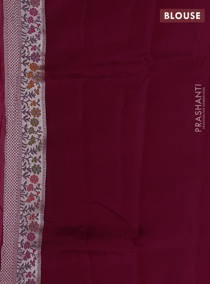 Banarasi raw silk saree wine with allover silver zari woven paithani weaves and paithani style border