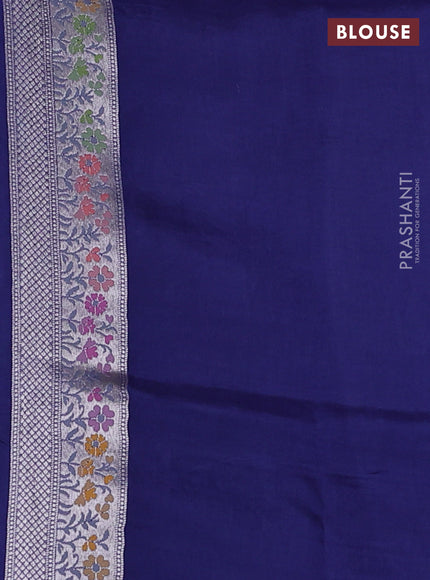 Banarasi raw silk saree navy blue with allover silver zari woven paithani weaves and paithani style border