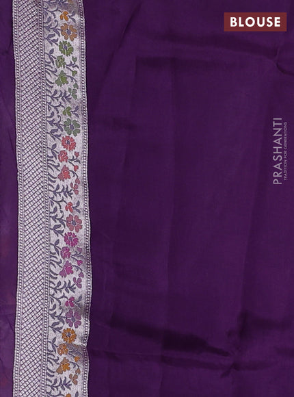 Banarasi raw silk saree purple with allover silver zari woven paithani weaves and paithani style border
