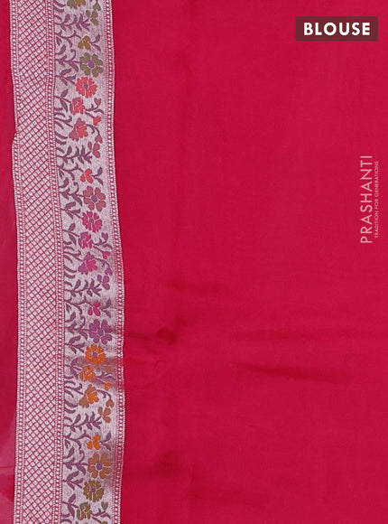 Banarasi raw silk saree pink with allover silver zari woven paithani weaves and paithani style border