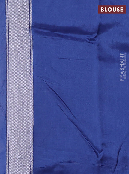 Banarasi raw silk saree blue shade with allover silver zari woven paithani weaves and zari woven border