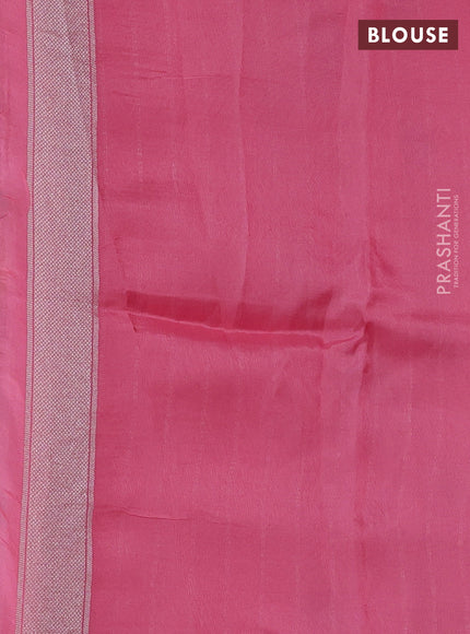 Banarasi raw silk saree light pink with allover silver zari woven paithani weaves and zari woven border