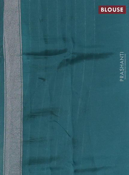 Banarasi raw silk saree teal green with allover silver zari woven paithani weaves and zari woven border