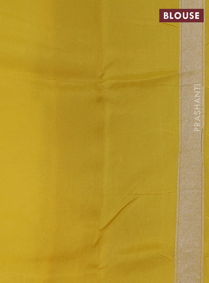Banarasi raw silk saree yellow with allover silver zari woven paithani weaves and zari woven border