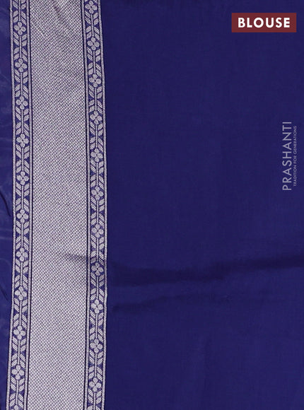 Banarasi raw silk saree navy blue with allover silver zari woven paithani weaves and zari woven border