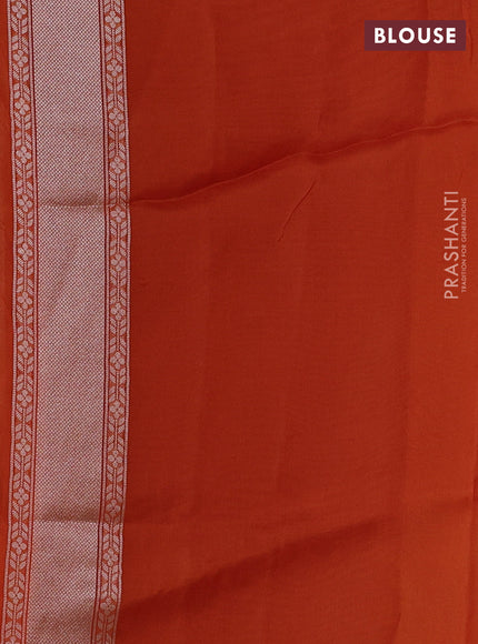 Banarasi raw silk saree orange with allover silver zari woven paithani weaves and zari woven border