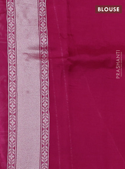 Banarasi raw silk saree megenta pink with allover silver zari woven paithani weaves and zari woven border