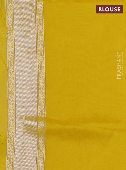 Banarasi raw silk saree yellow with allover silver zari woven paithani weaves and zari woven border