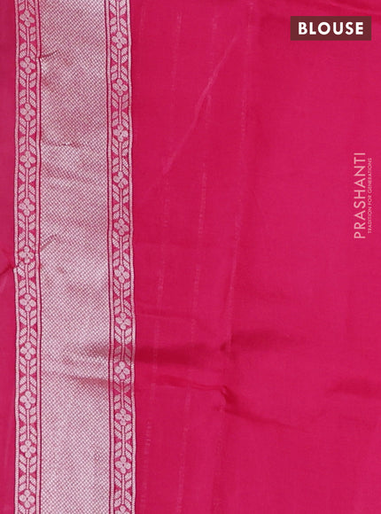 Banarasi raw silk saree pink with allover silver zari woven paithani weaves and zari woven border