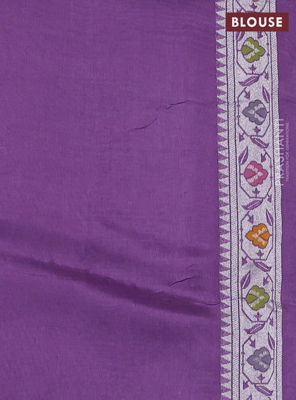 Banarasi raw silk saree lavender with allover silver zari woven paithani weaves and paithani style border