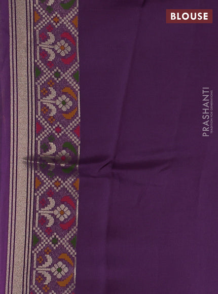 Banarasi raw silk saree lavender with allover silver zari woven brocade weaves and paithani style border