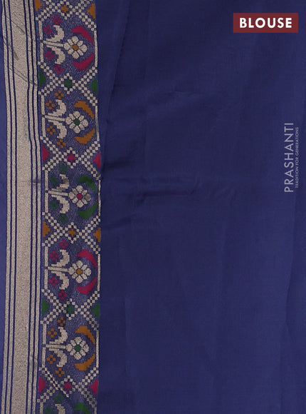 Banarasi raw silk saree blue with allover silver zari woven brocade weaves and paithani style border