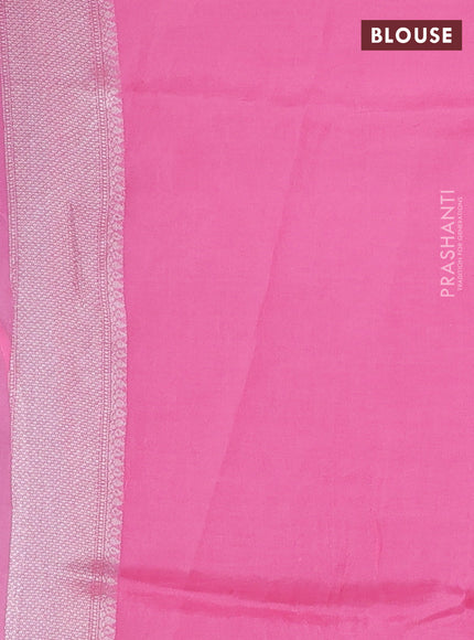 Banarasi raw silk saree light pink with allover silver zari woven paithani weaves and zari woven border