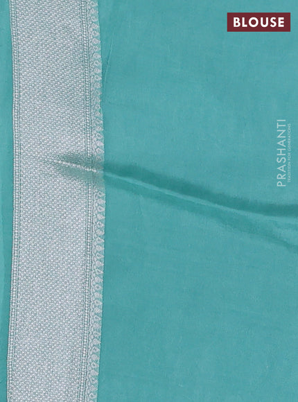 Banarasi raw silk saree teal green with allover silver zari woven paithani weaves and zari woven border