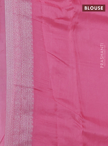 Banarasi raw silk saree light pink with allover silver zari woven paithani weaves and zari woven border