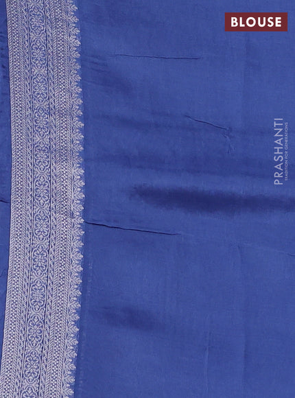 Banarasi raw silk saree blue shade with allover silver zari woven paithani weaves and zari woven border
