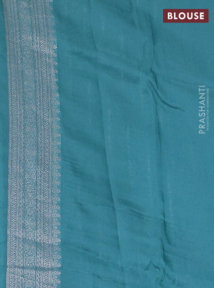 Banarasi raw silk saree teal green with allover silver zari woven paithani weaves and zari woven border