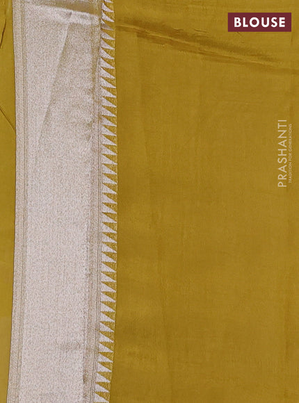 Banarasi raw silk saree yellow with allover silver zari weaves & paithani buttas and zari woven border