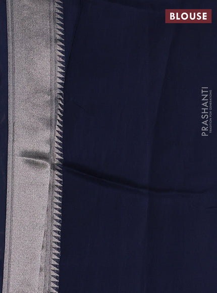 Banarasi raw silk saree peacock blue with allover silver zari weaves & paithani buttas and zari woven border