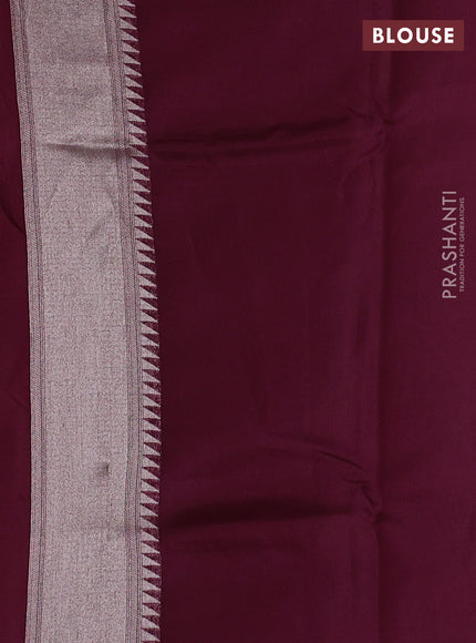 Banarasi raw silk saree wine with allover silver zari weaves & paithani buttas and zari woven border