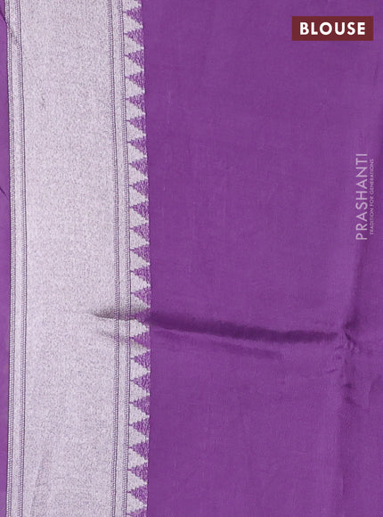 Banarasi raw silk saree lavender with allover silver zari weaves & paithani buttas and zari woven border