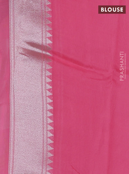Banarasi raw silk saree peach pink with allover silver zari weaves & paithani buttas and zari woven border