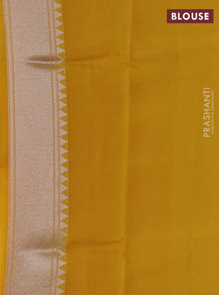 Banarasi raw silk saree yellow with allover silver zari weaves & paithani buttas and zari woven border