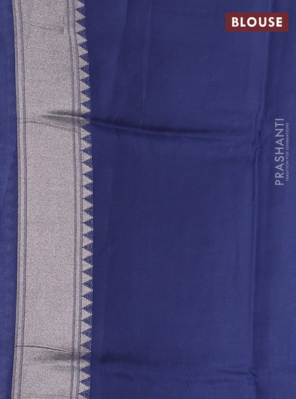 Banarasi raw silk saree greyish blue with allover silver zari weaves & paithani buttas and zari woven border