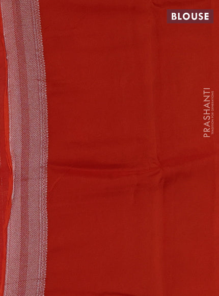 Banarasi raw silk saree orange with allover silver zari woven paithani weaves and zari woven border