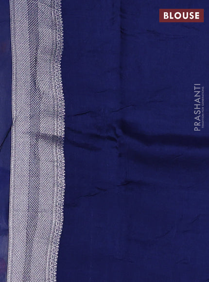 Banarasi raw silk saree navy blue with allover silver zari woven paithani weaves and zari woven border