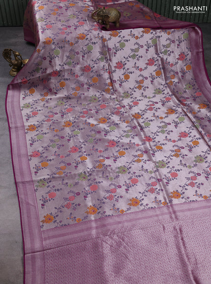 Banarasi raw silk saree purple with allover silver zari woven paithani weaves and zari woven border