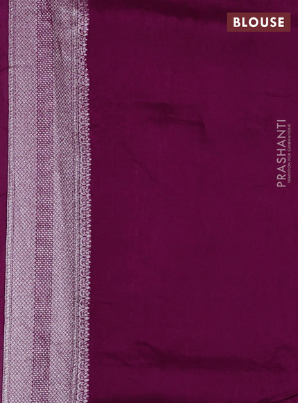 Banarasi raw silk saree purple with allover silver zari woven paithani weaves and zari woven border