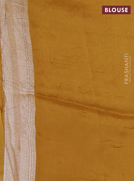 Banarasi raw silk saree mustard yellow with allover silver zari woven paithani weaves and zari woven border