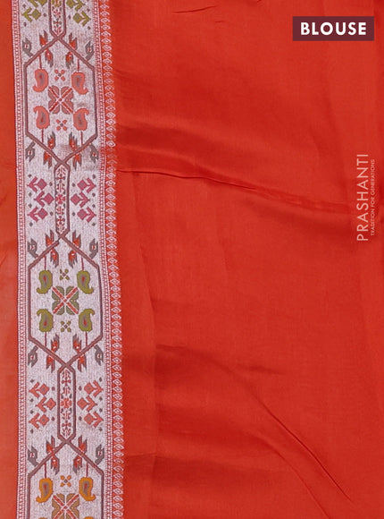 Banarasi raw silk saree orange with allover silver zari woven paithani weaves and paithani style border