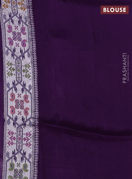 Banarasi raw silk saree violet with allover silver zari woven paithani weaves and paithani style border