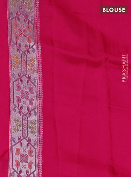 Banarasi raw silk saree pink with allover silver zari woven paithani weaves and paithani style border