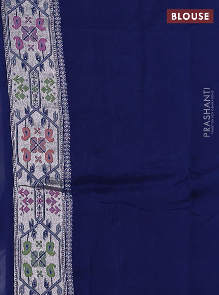 Banarasi raw silk saree navy blue with allover silver zari woven paithani weaves and paithani style border
